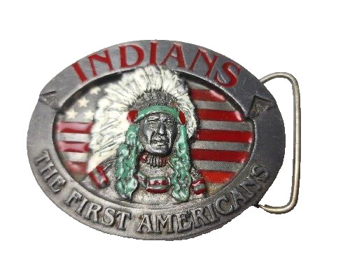 The First Americans Belt Buckle Masterpiece US Flag Native America Indians Metal