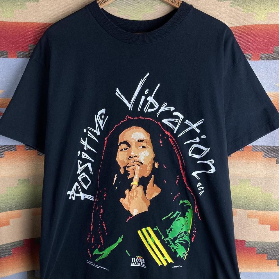 Vintage 90s 1996 Bob Marley Positive Vibration Black T-shirt | Size Mens XL