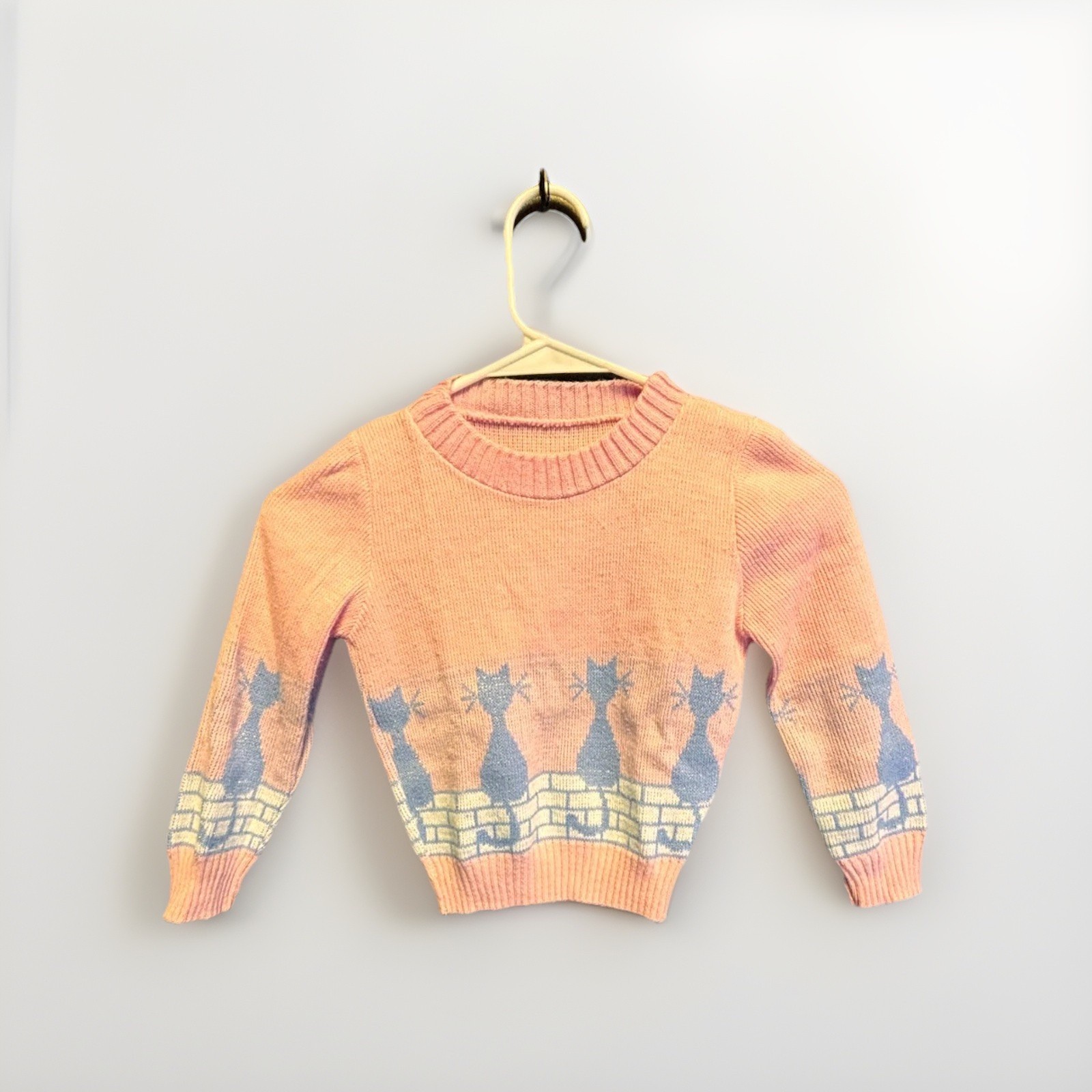 Vintage 1980s 1990s Pastel Pink Knitted Child’s Sweater Small 2T NO TAG