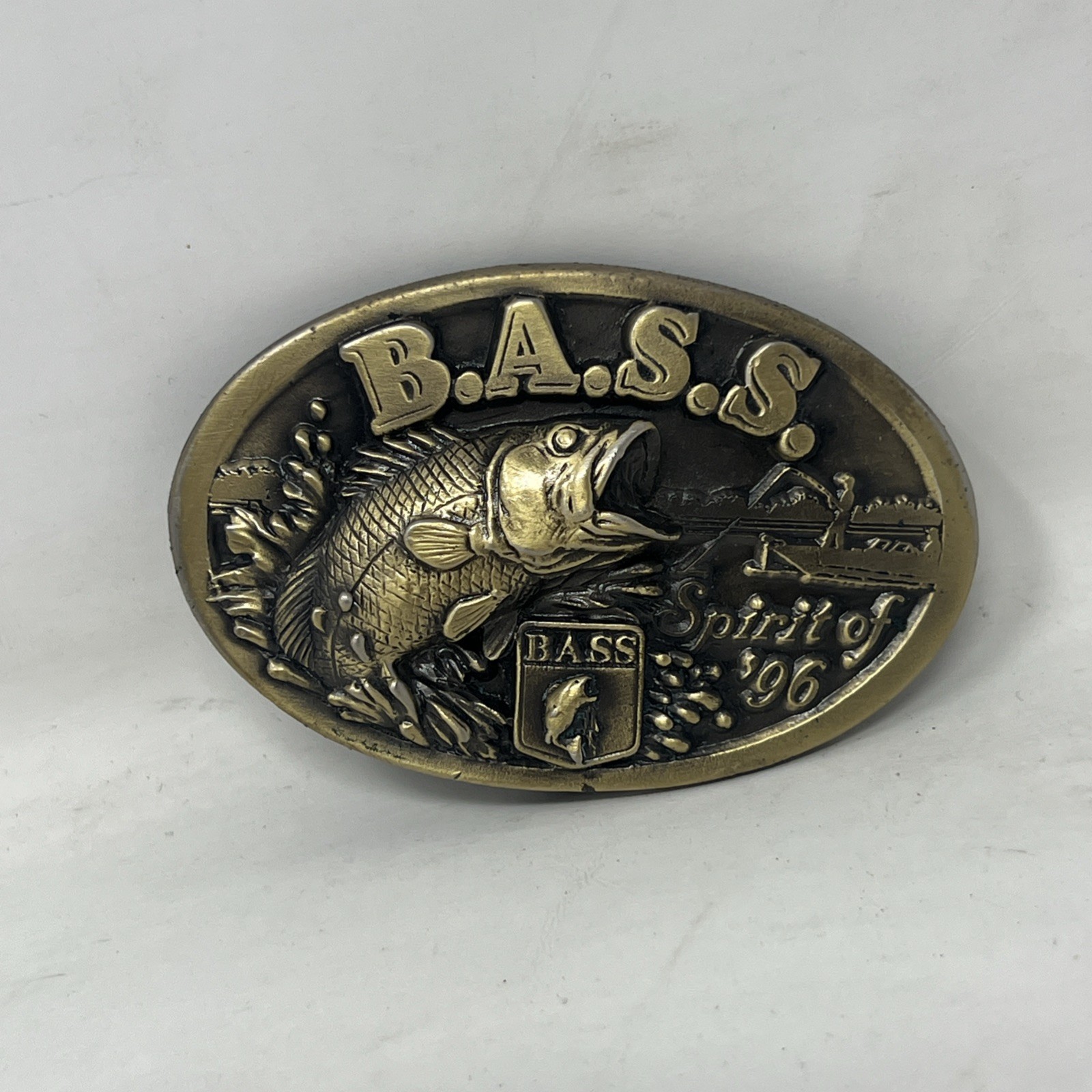 Vintage 1996 B.A.S.S. Spirit of ’96 Belt Buckle BASS Angler Sportsman Society
