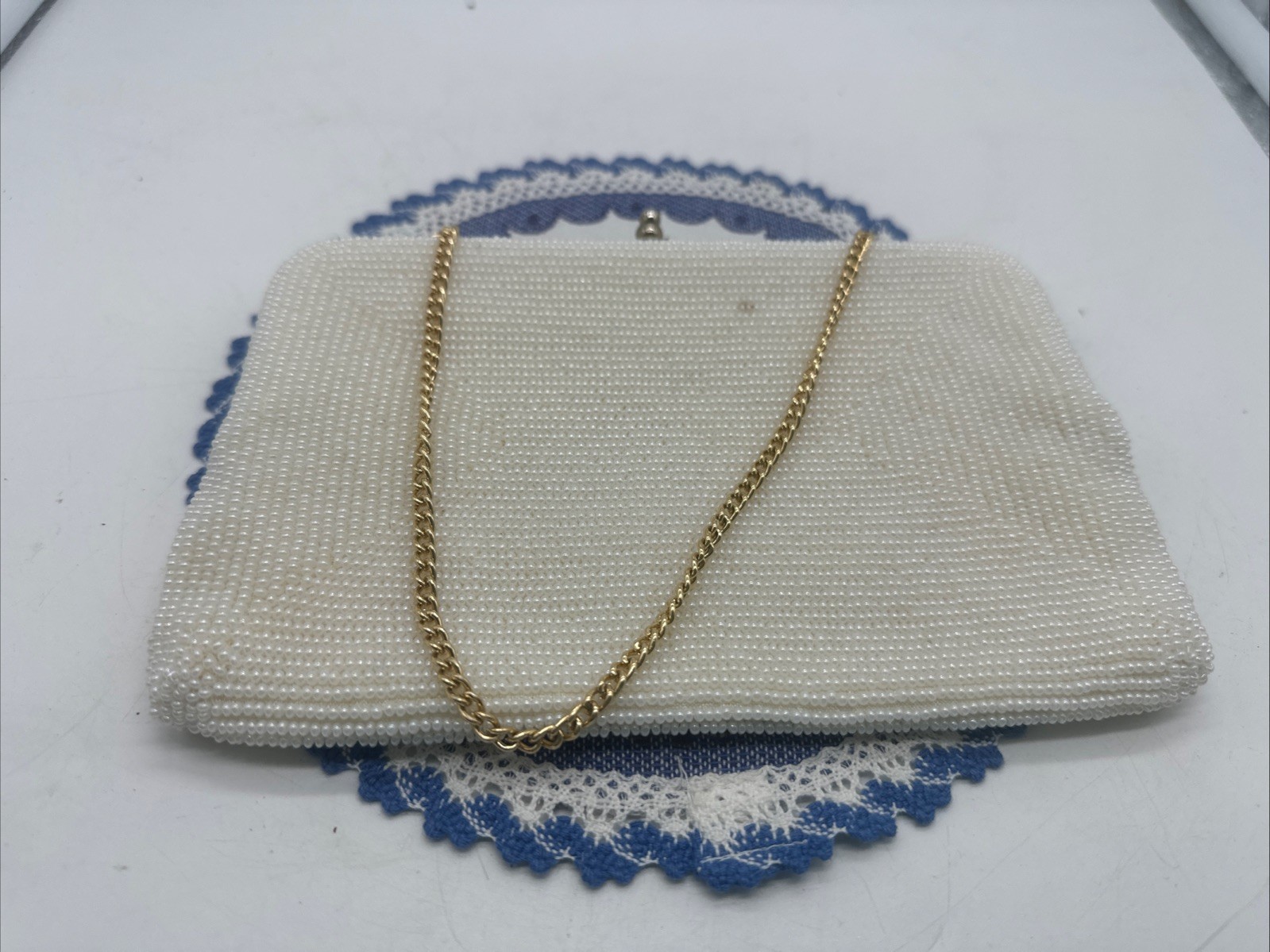 Bag by Debbie John Wind Imports White Wedding Purse Beaded Mini Purse Japan