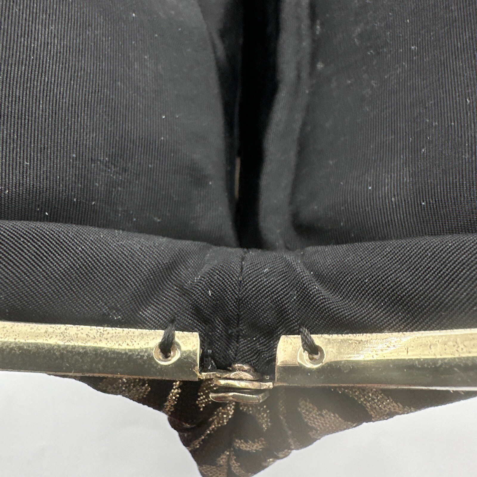 Vintage Torii Japanese Fold-over Clutch Black And Gold Brocade Mid Century Chic