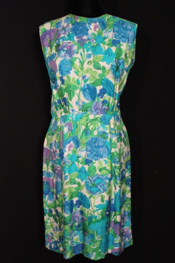 RARE VINTAGE 1960’S-70’S CUSTOM LINEN LIKE SILK DRESS SIZE 10-12 EXC CONDITION