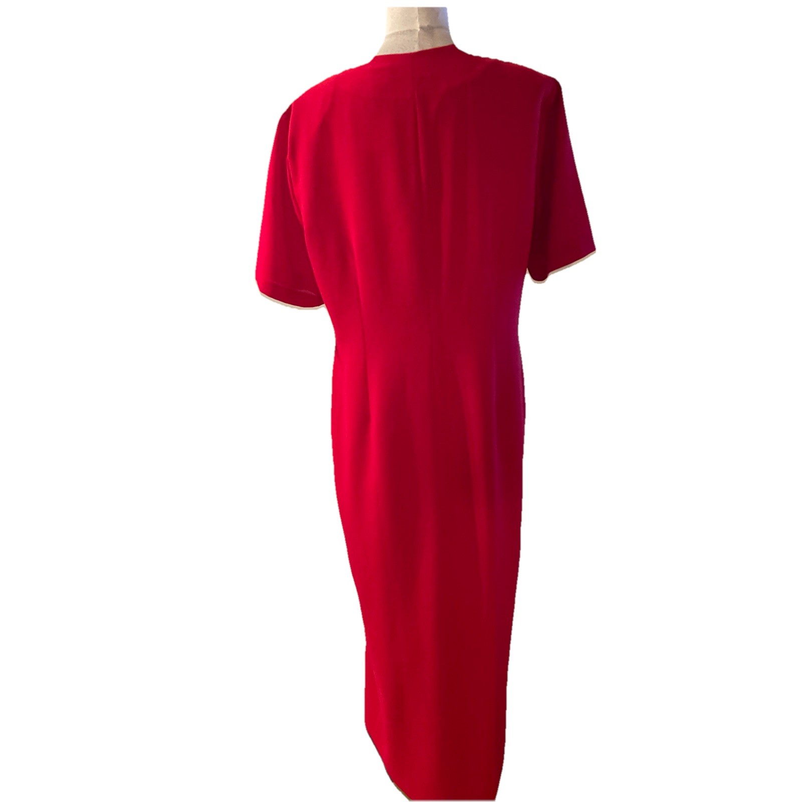 Vintage Mosaic Red/berry Embroidered Coat Dress Size 16 Formal Occasion Church