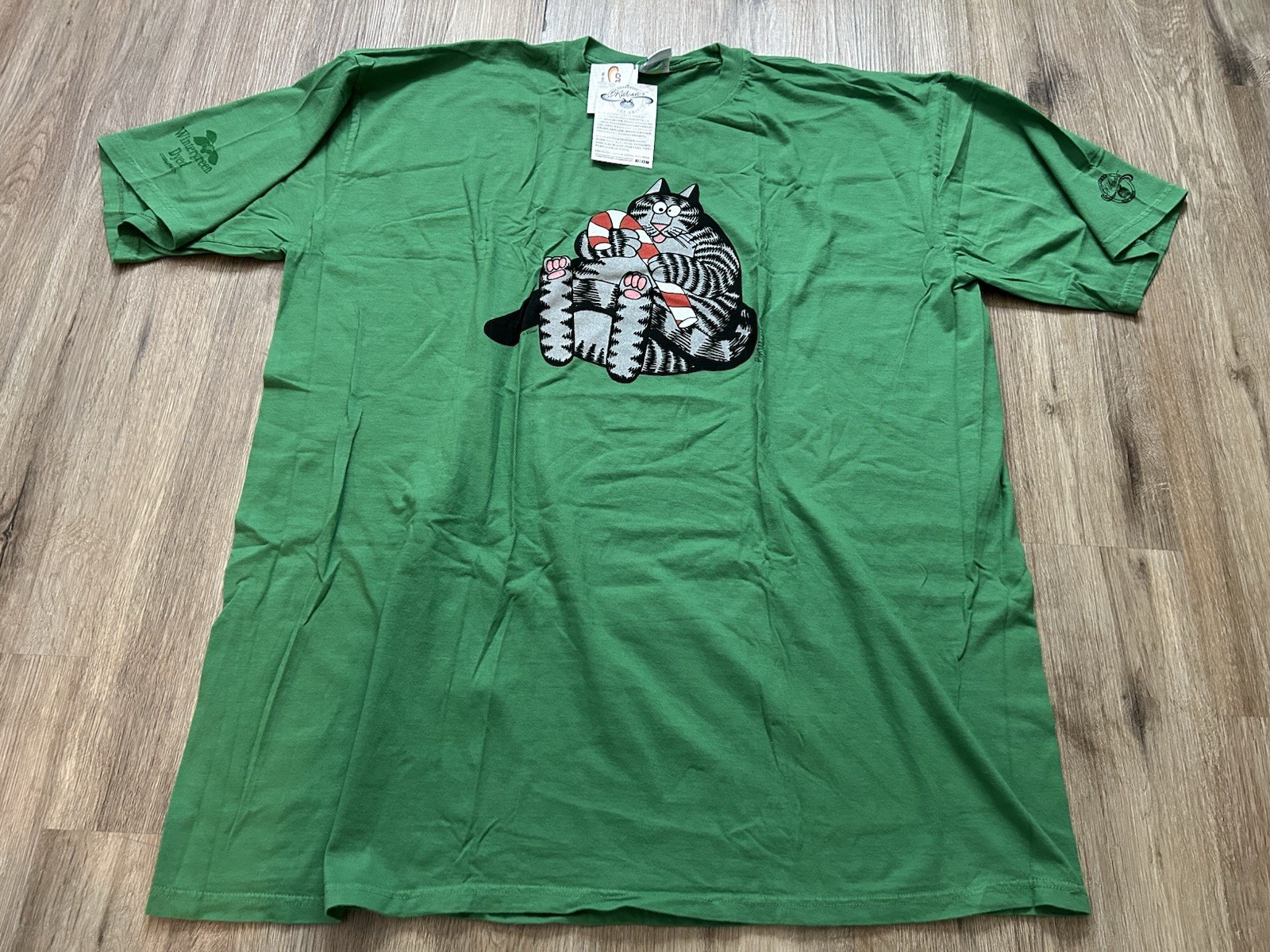 Vintage B. Kliban Candy Cane Cat Wintergreen Dyed Crazy Shirts Hawaii Shirt 3XL