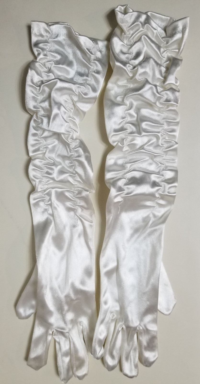 16 inch One Size Formal Gloves White Stretch Nylon Spandex Hong Kong