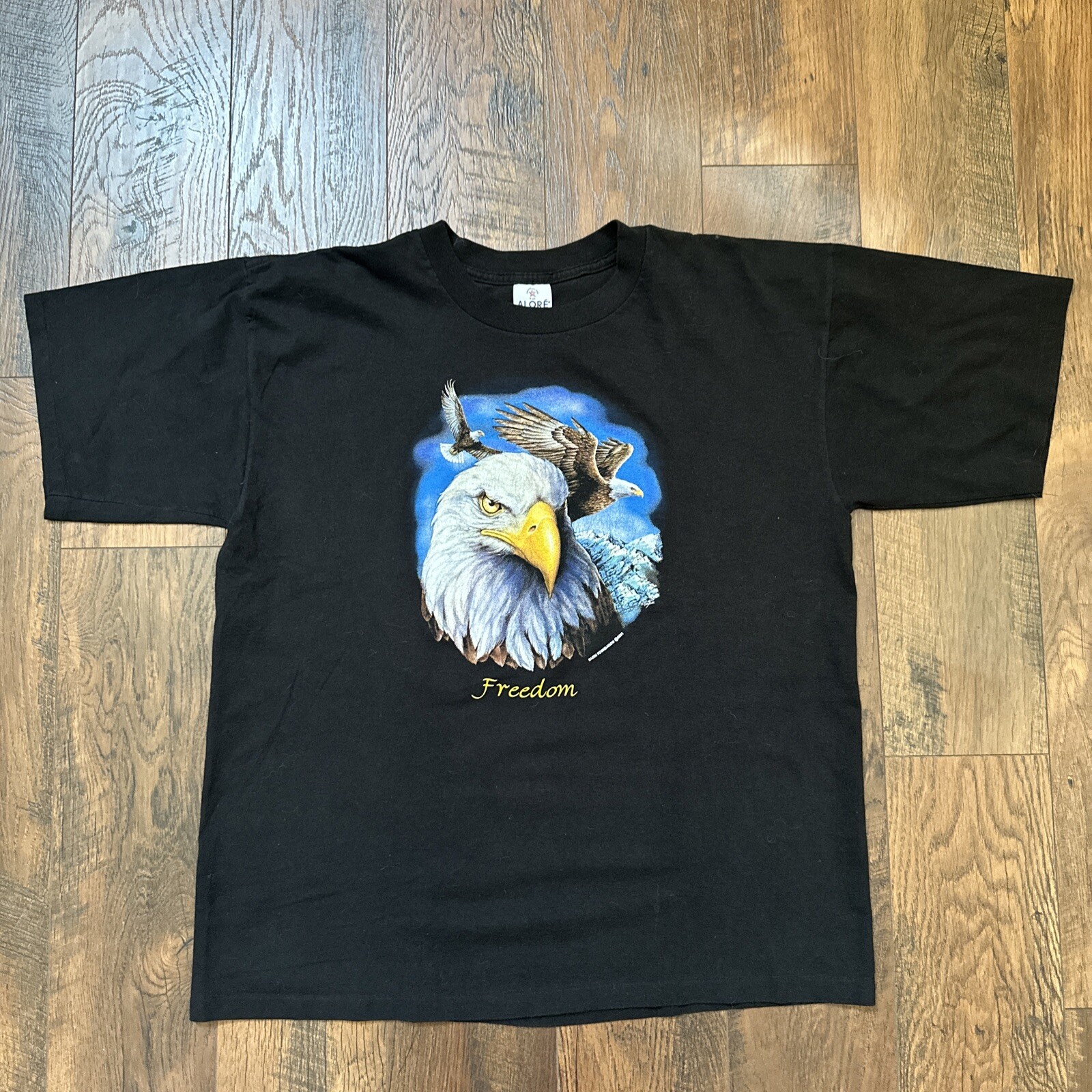 Vintage USA Earth Foundation Men’s XL T-Shirt Eagle Nature Freedom Black 2001