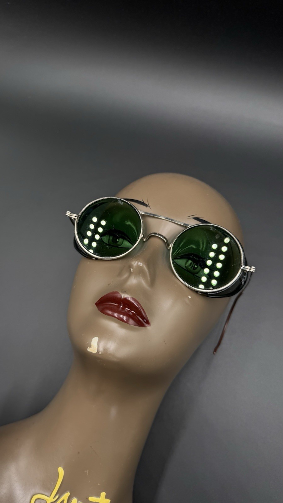 Antique WWII Green Welsh Goggles Sunglasses Steampunk Safety Glasses