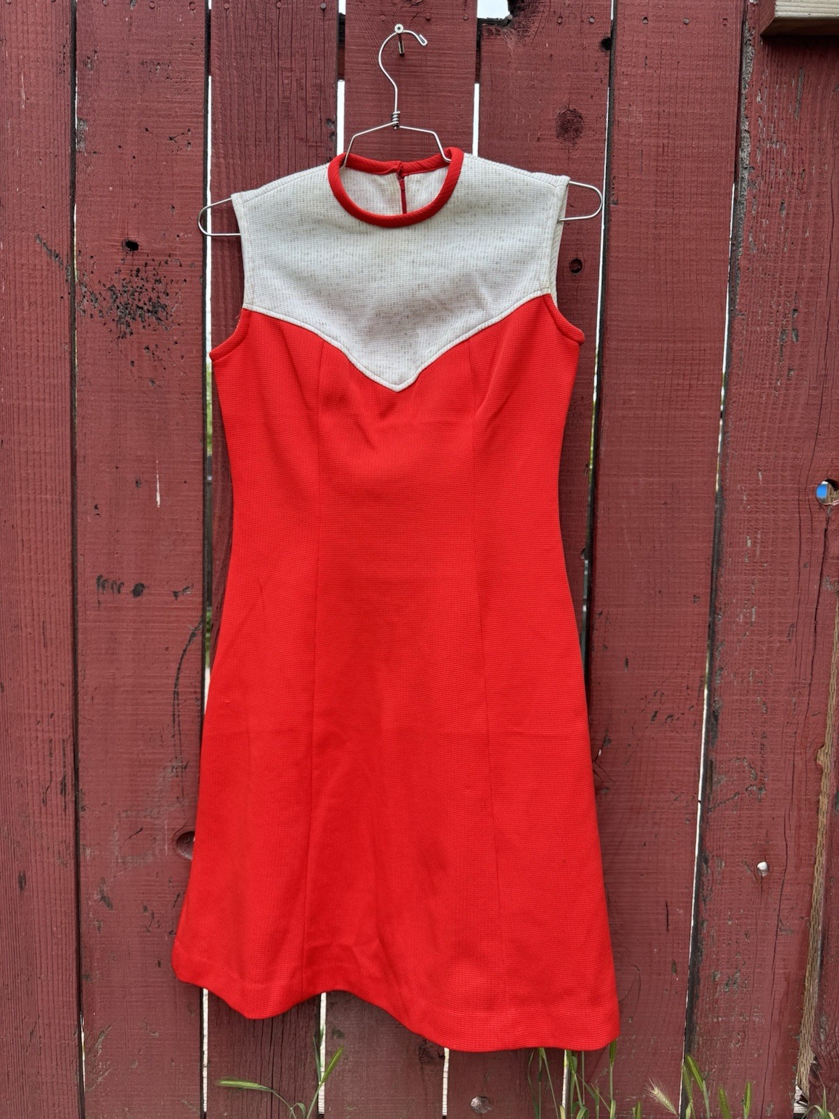 Vintage 60s 70s Montgomery Ward Red Dress Sleeveless Mod Retro Mad Men Hippie