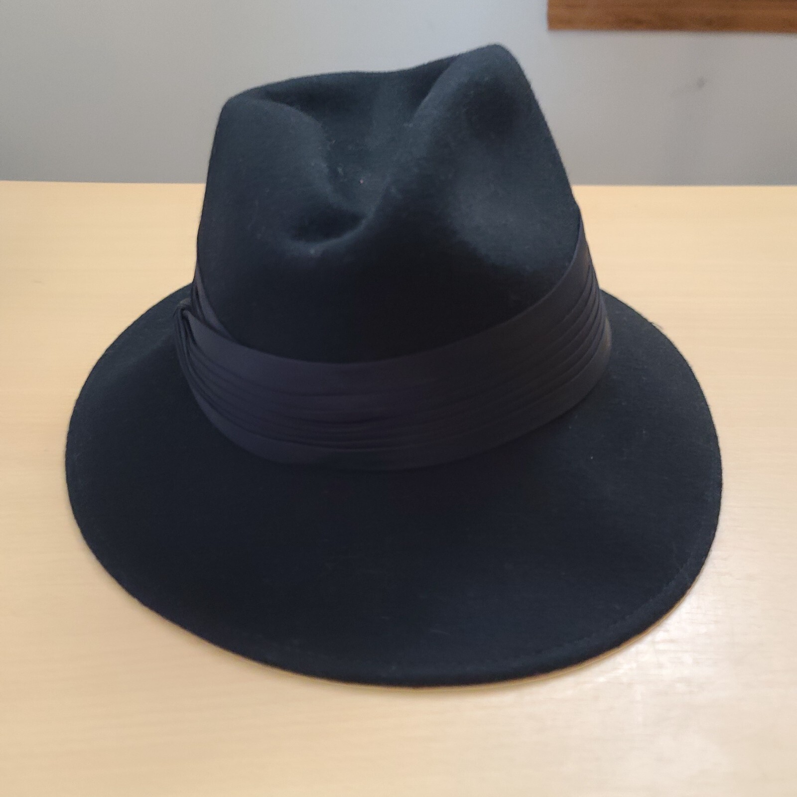Vintage FEDORA Hat Dark Black 100% WOOL Lancaster USA WPL 4384 Fitted OSFA