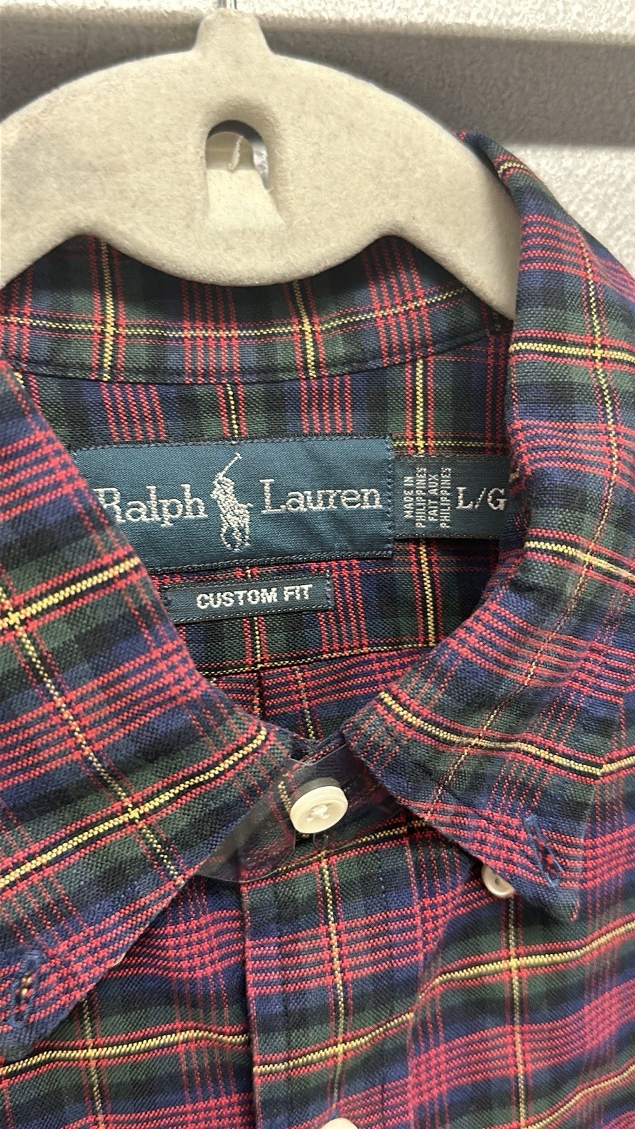 Vintage Ralph Lauren Mens Plaid Button Down Shirt Custom Fit NWOT SZ Large RETRO