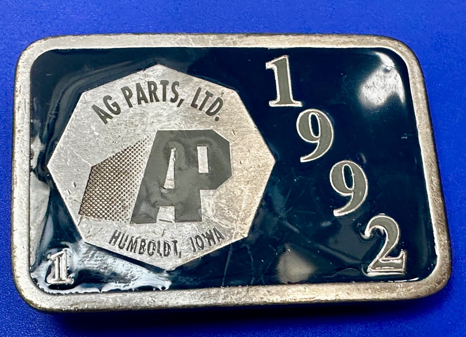 AP Ag Parts Iowa State Farmer Farming Vintage 1992 Limited Edition Belt Buckle
