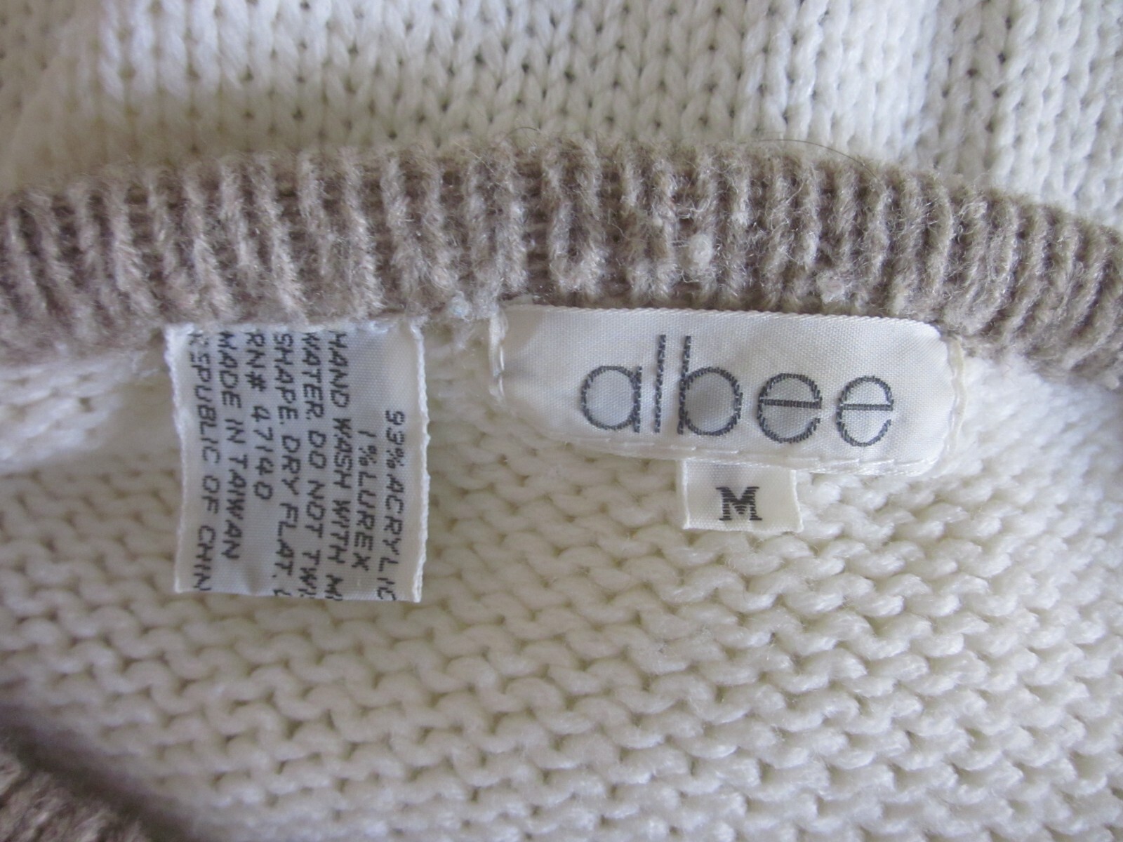 VTG ALBEE Brown & Ivory POLAR BEARS & IGLOO Applique Sweater w/ Sparkle Sz M