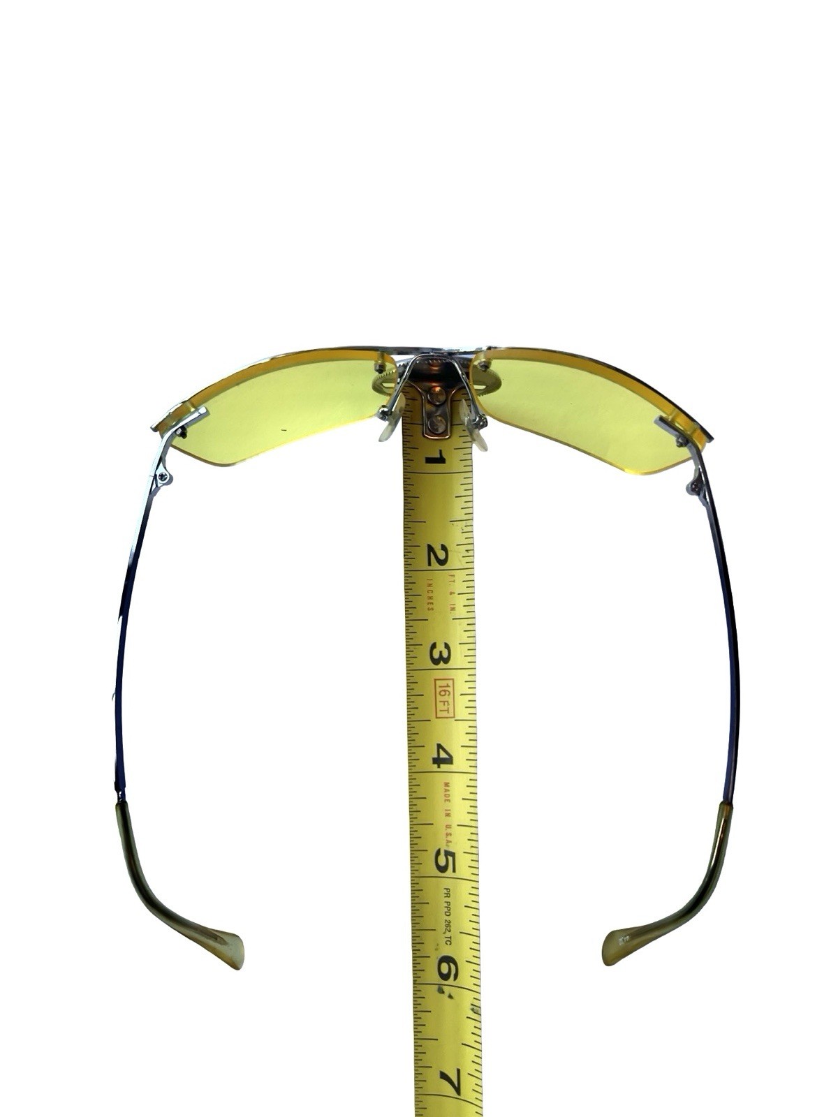 Vintage NOS Y2K Rimless Shield Sunglasses Yellow Tinted Lenses Cyber Futuristic
