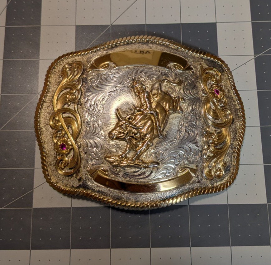 Montana Silversmiths Large Western Rodeo Bucking Bronc Trophy Belt Buckle