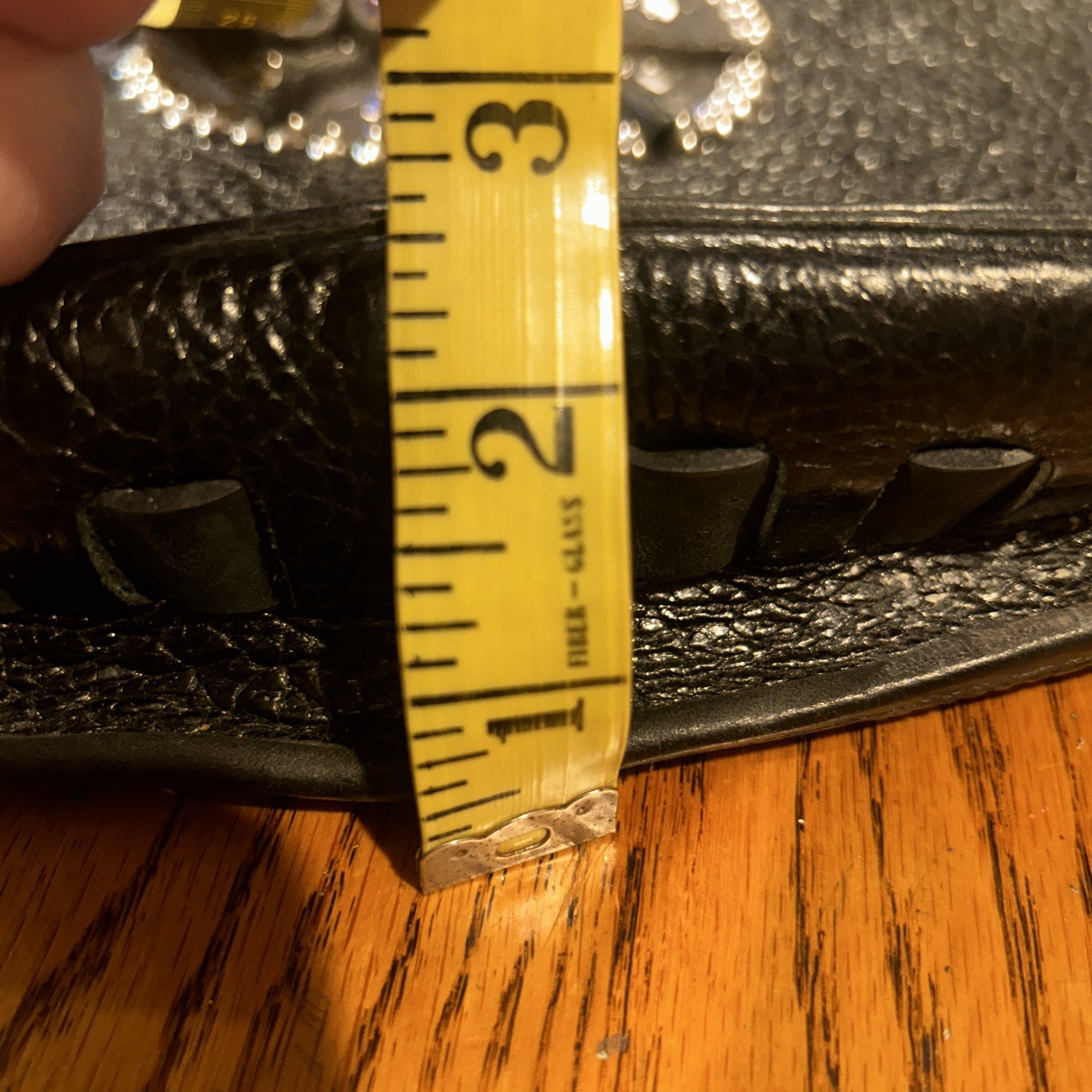 One Of A Kind, Handcrafted, Black Leather Bag Purple Crystal And Silver Accents