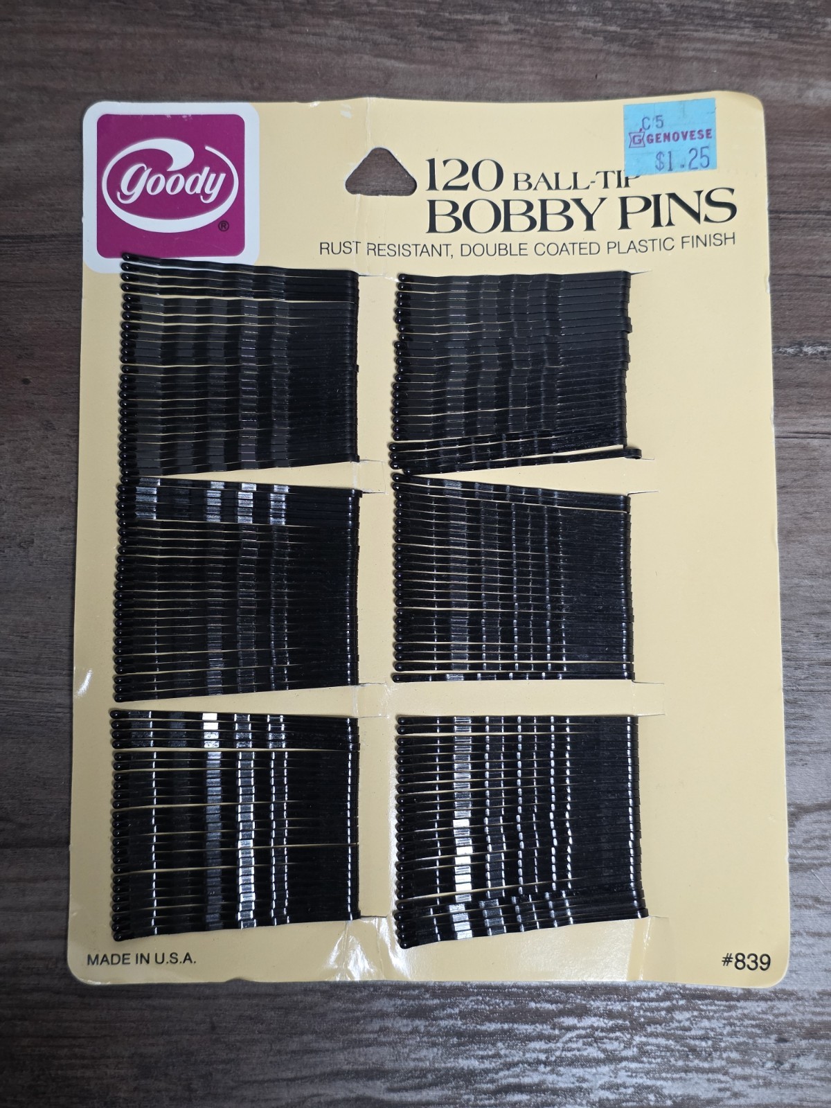 Vintage GOODY 120 Ball Tip Bobby Pins Black USA Made Rust Resistant #839