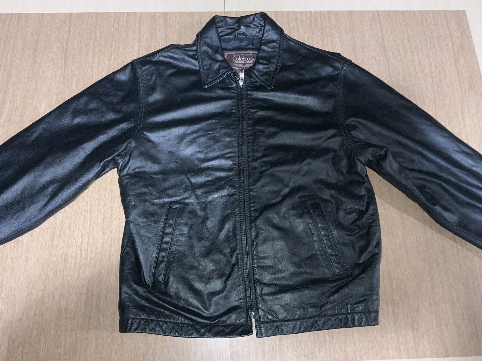 COLEBROOK Black Leather Bomber Jacket Womens L/G *READ* E55