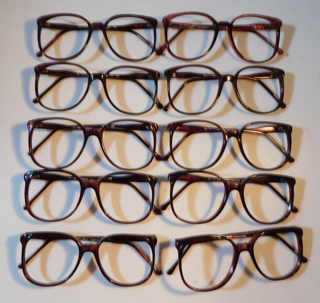 Vintage 10 Pc Lot ELITE OPTICAL Fairway Burgundy 50/20 Eyeglass Frame NOS #E4