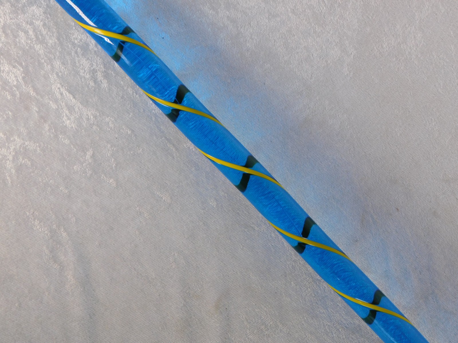 Antique Murano Cobalt Blue Yellow Ribbon Glass Walking Cane 36.5″