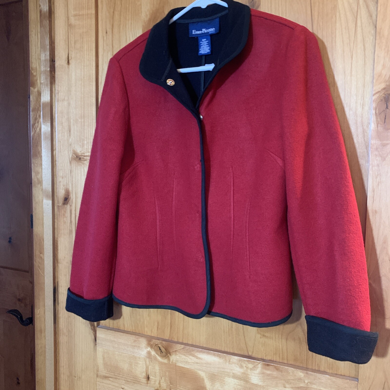 Evan-Picone Wool Blend Sweater Jacket Christmas Red Size 8P