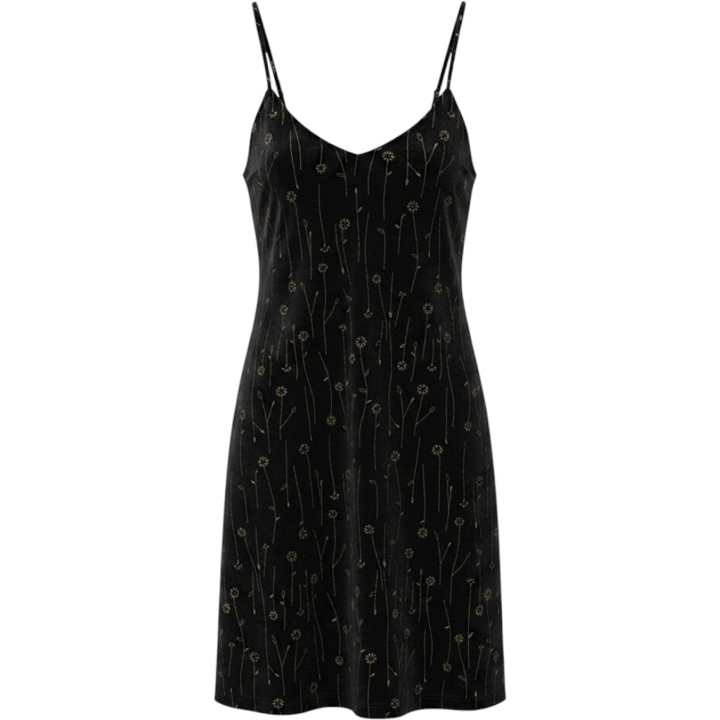 Vintage 90s Black Stretch Velvet Silver Daisy Flower Mini Slip Dress Juniors M