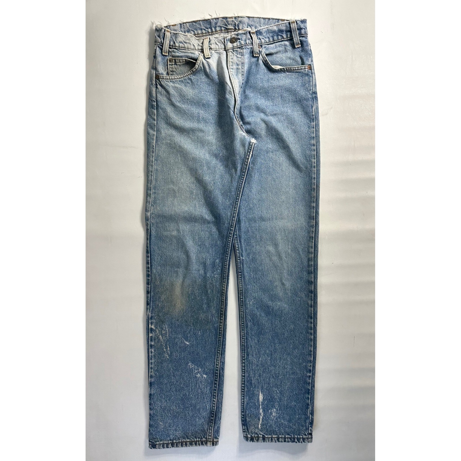 Vintage Levis Orange Tab Jeans 28 X 30 Light Wash Distressed Straight Leg Denim
