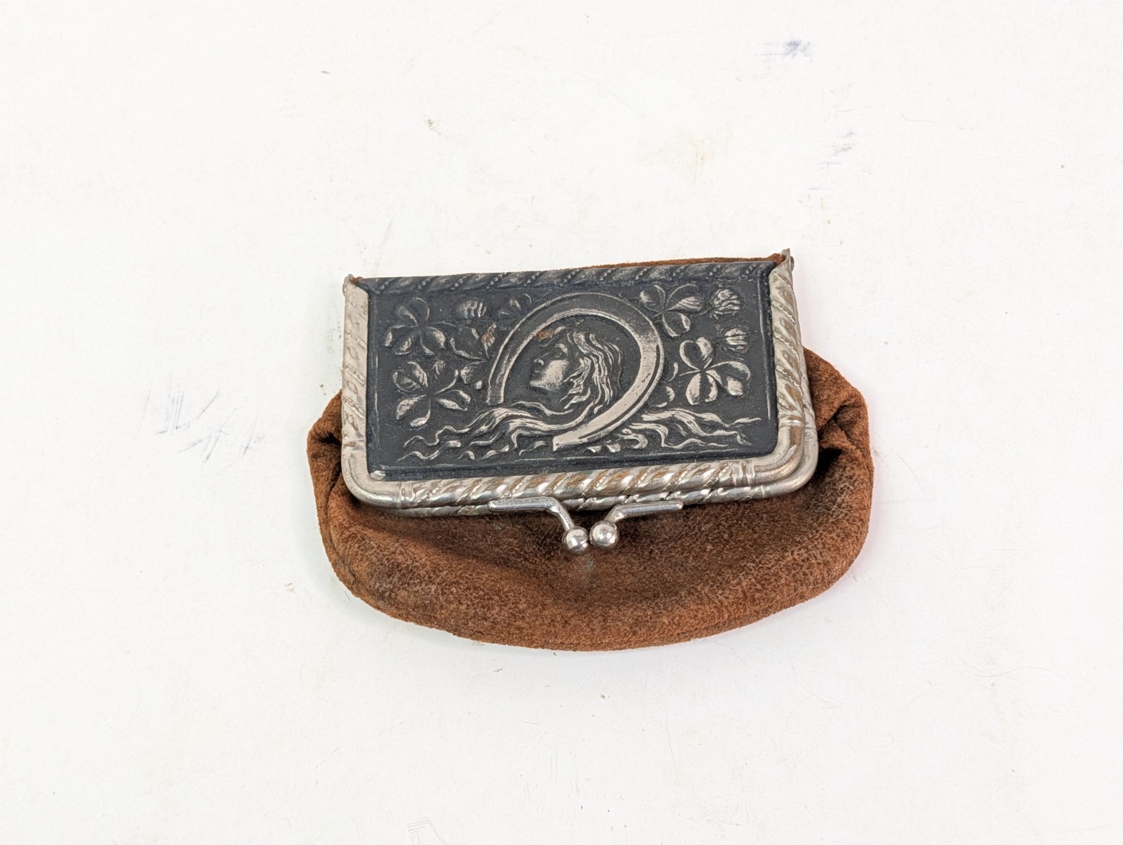 Antique Change Coin Purse Leather Advertising Wolfe Cafe Lockport NY 1910