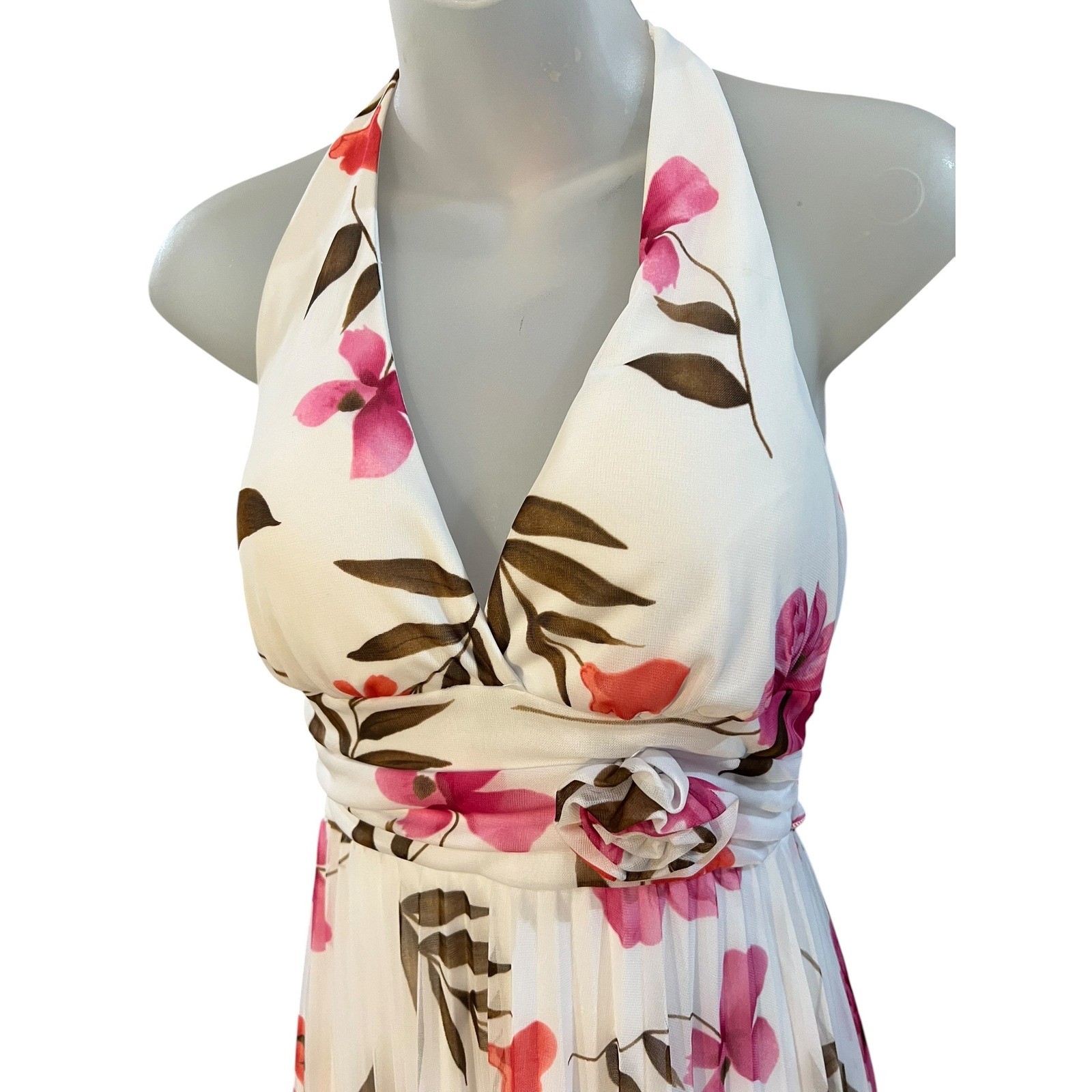 Speechless Floral Dress White, Pink, Green Halter Size Medium Y2K Vintage Fairy
