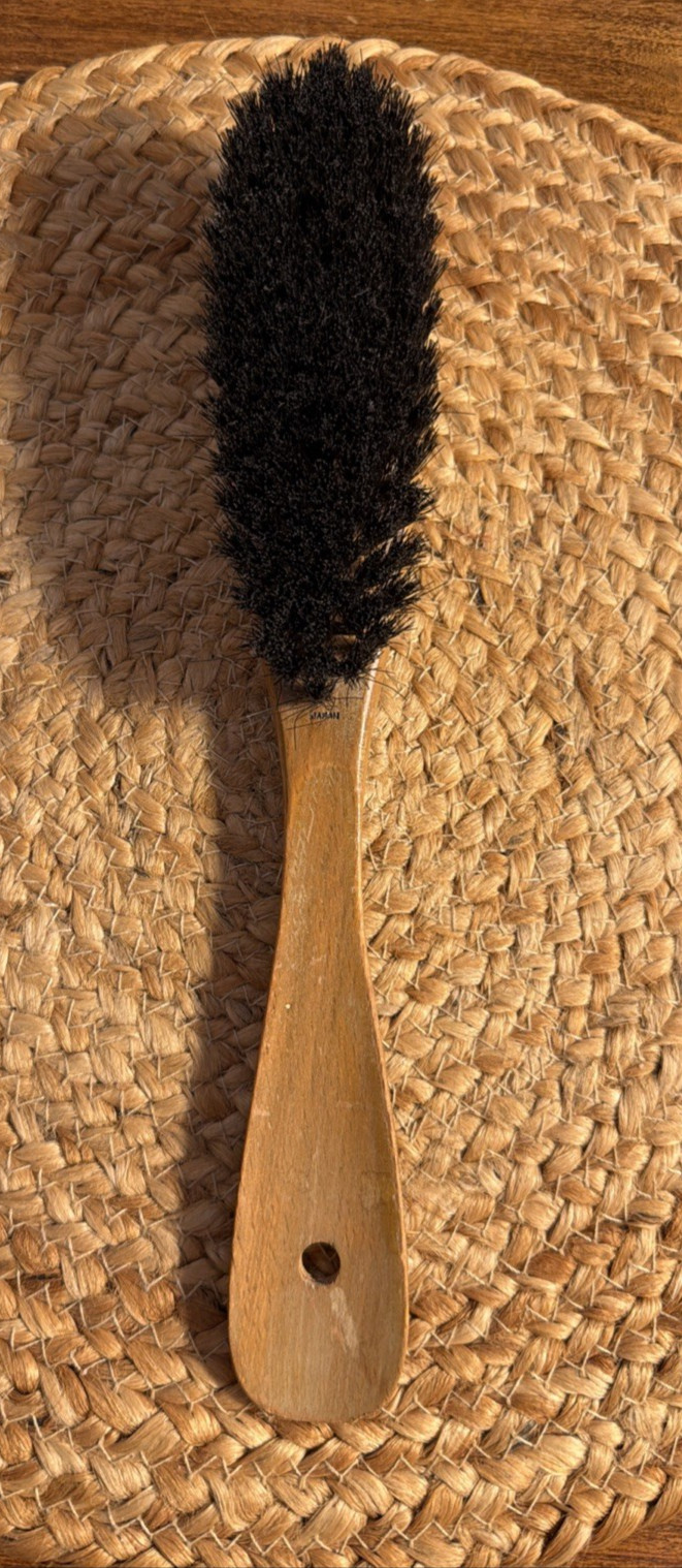 Vintage 12″ Long Wood Hanging Lint Clothes Brush With Shoe Horn Japan