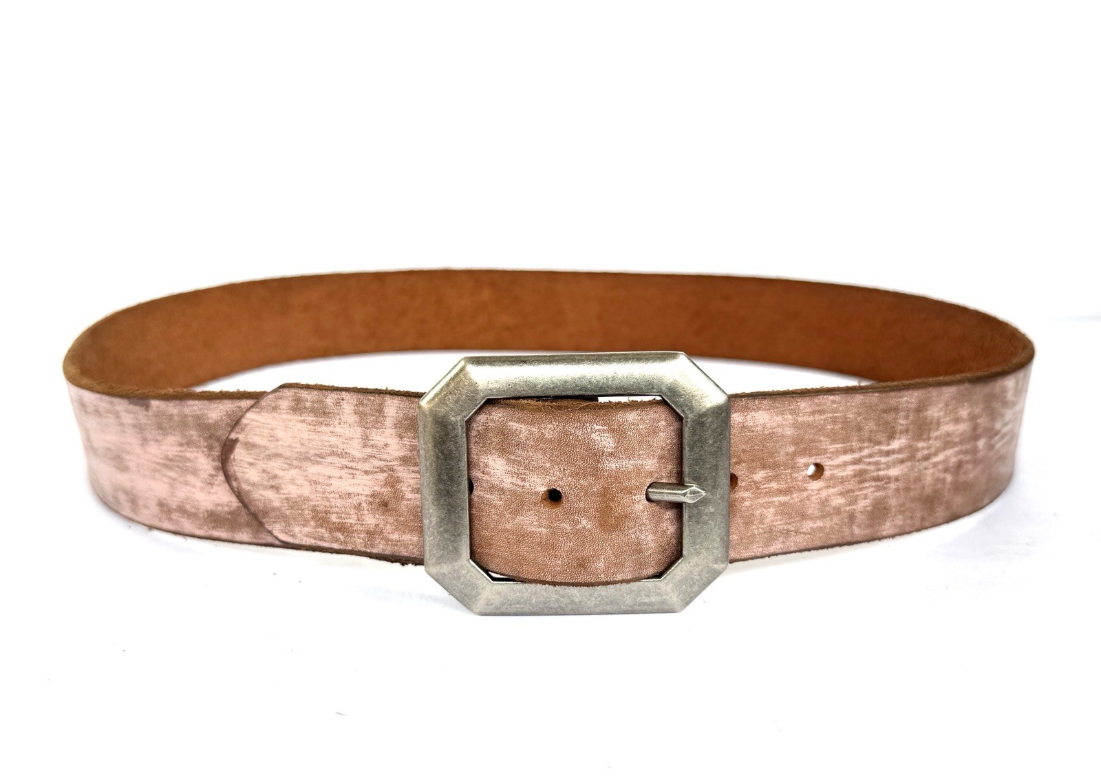 JOED Vintage Pink Aged Leather Belt Upcycled Made In Usa. Size 40