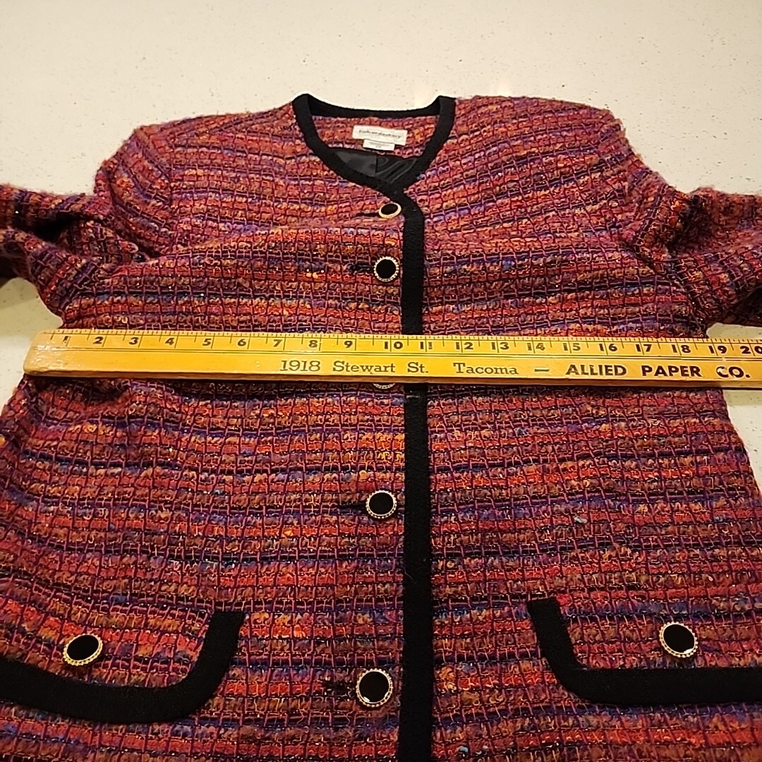 Vintage 80’s Multi-color Boucle Cardigan Sweater Jacket by Haberdashery Size 14