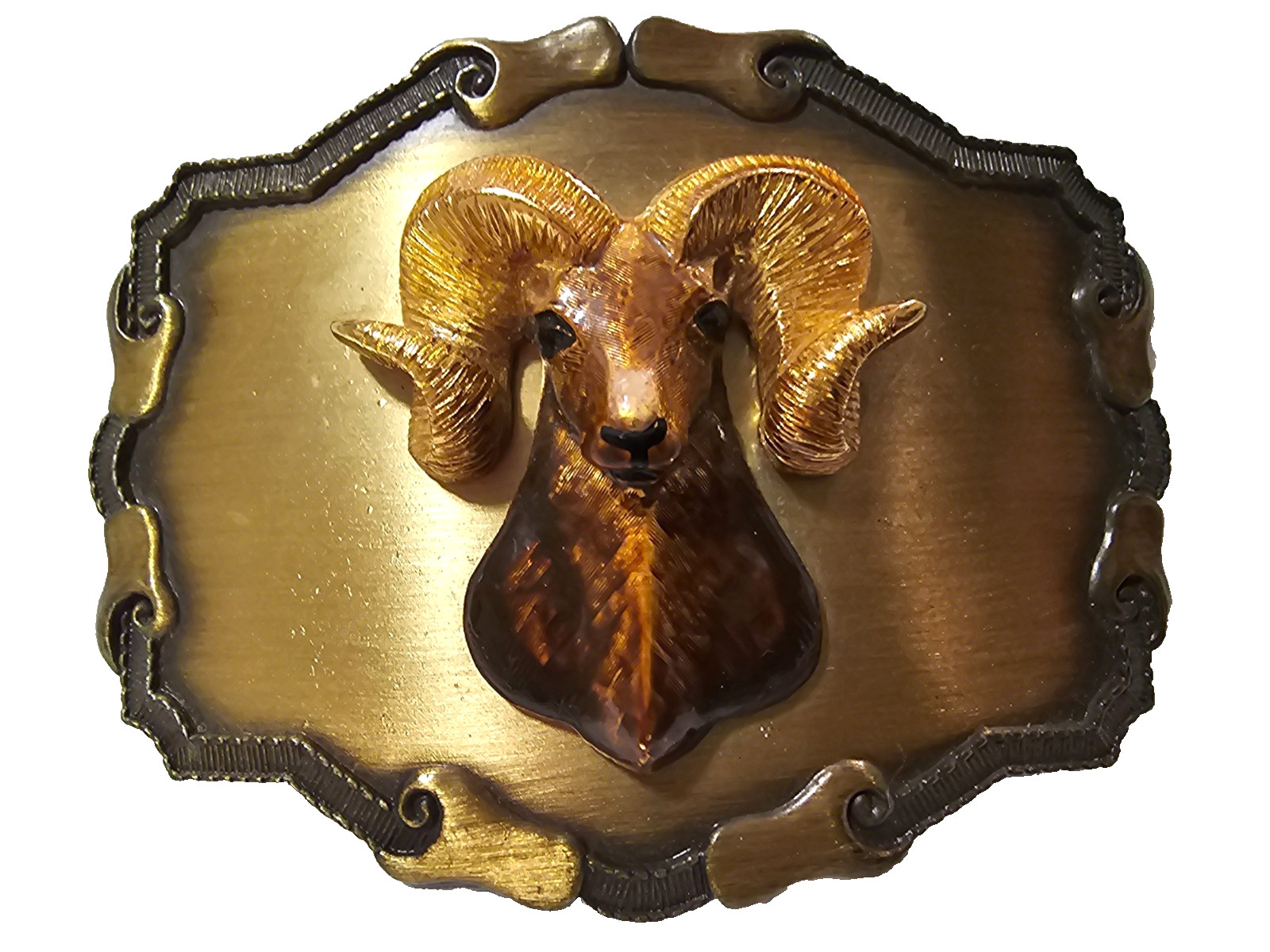 Vintage RAINTREE BUCKLE & JEWELRY INC Ram Belt Buckle Western Design