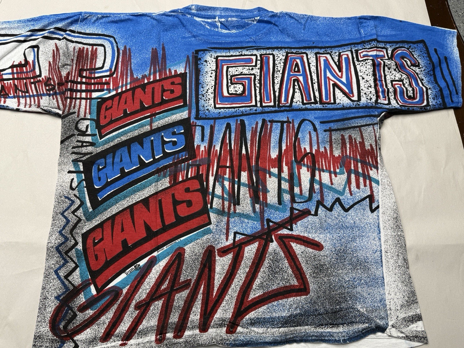 Vintage Magic Johnson T’s New York Giants AOP All Over Print Shirt Size XL