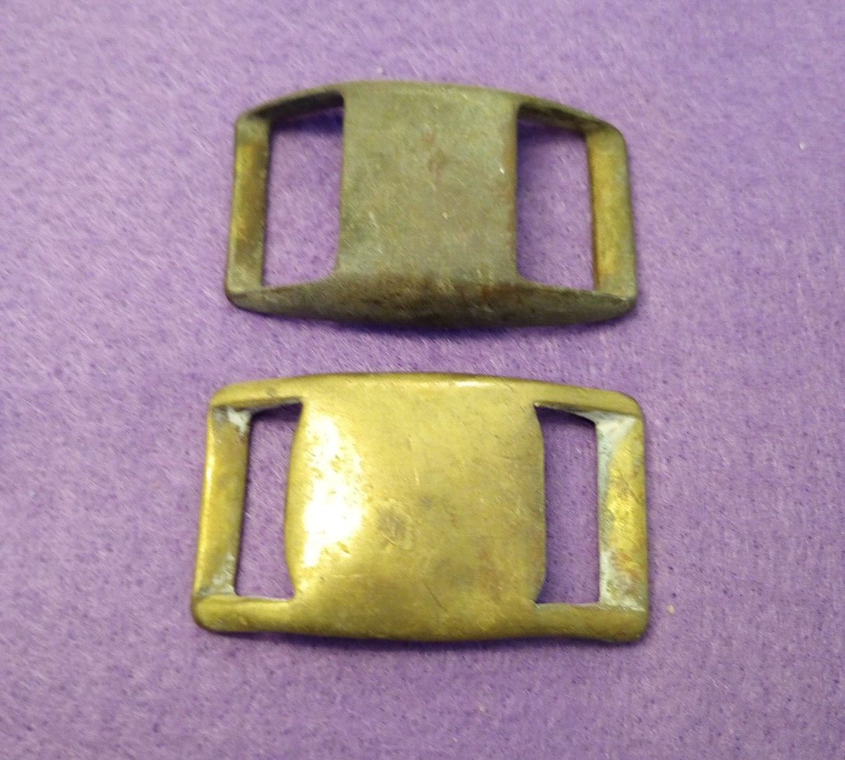 2 Vintage Solid Brass Belt Buckles fit up to 1″ belt & .75″ belt (shiny buckle)