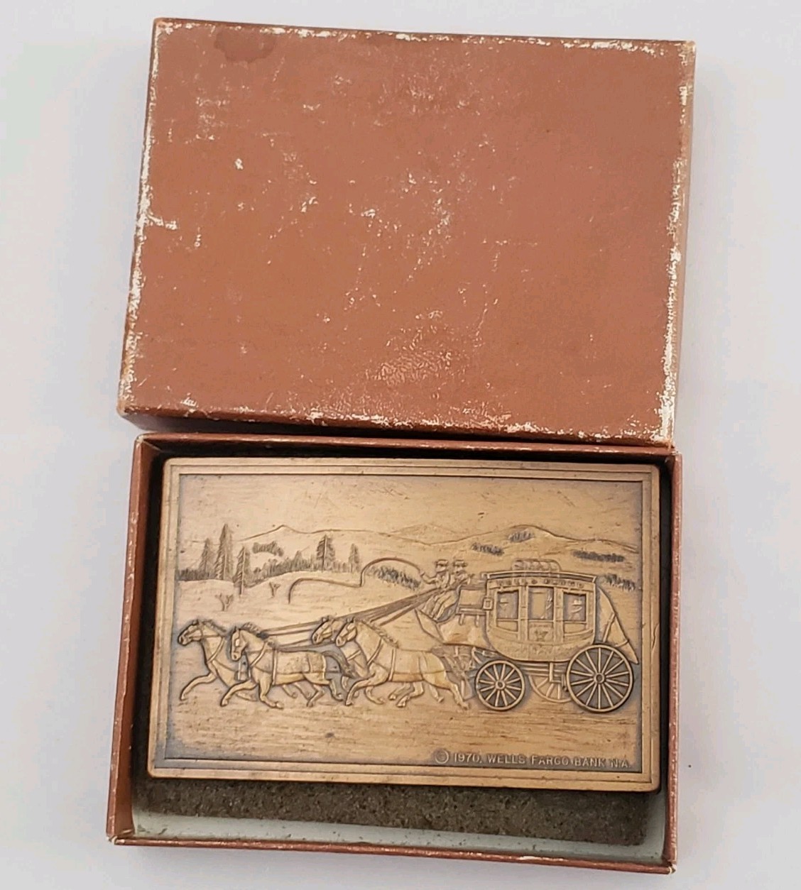 Vintage Wells Fargo & Co Copper or Brass Stagecoach Belt Buckle 1970