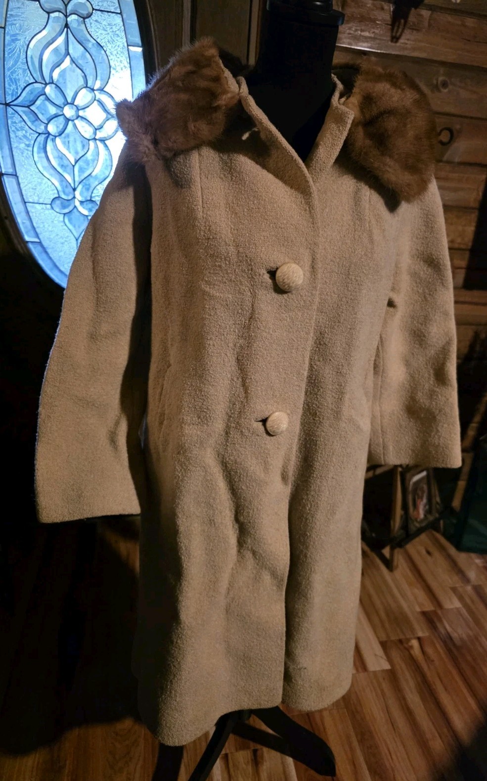 Stevens Hockanum Topaz, Vintage 50s, Long Wool Fur Coat, Womens Approx. Large