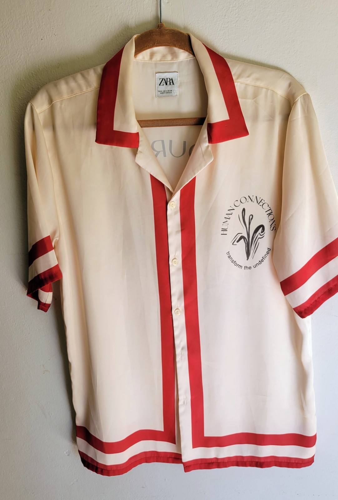 Zara Human Connections Unisex Bowling Shirt Small Oversized – Vintage Inspired