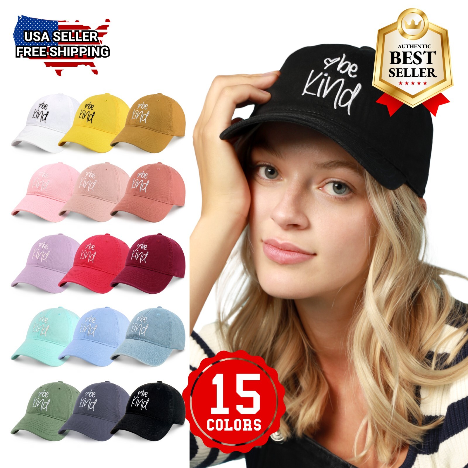 CHOK.LIDS Be Kind Trendy Womens Baseball Cap Unisex Fashion Cotton Polo Style