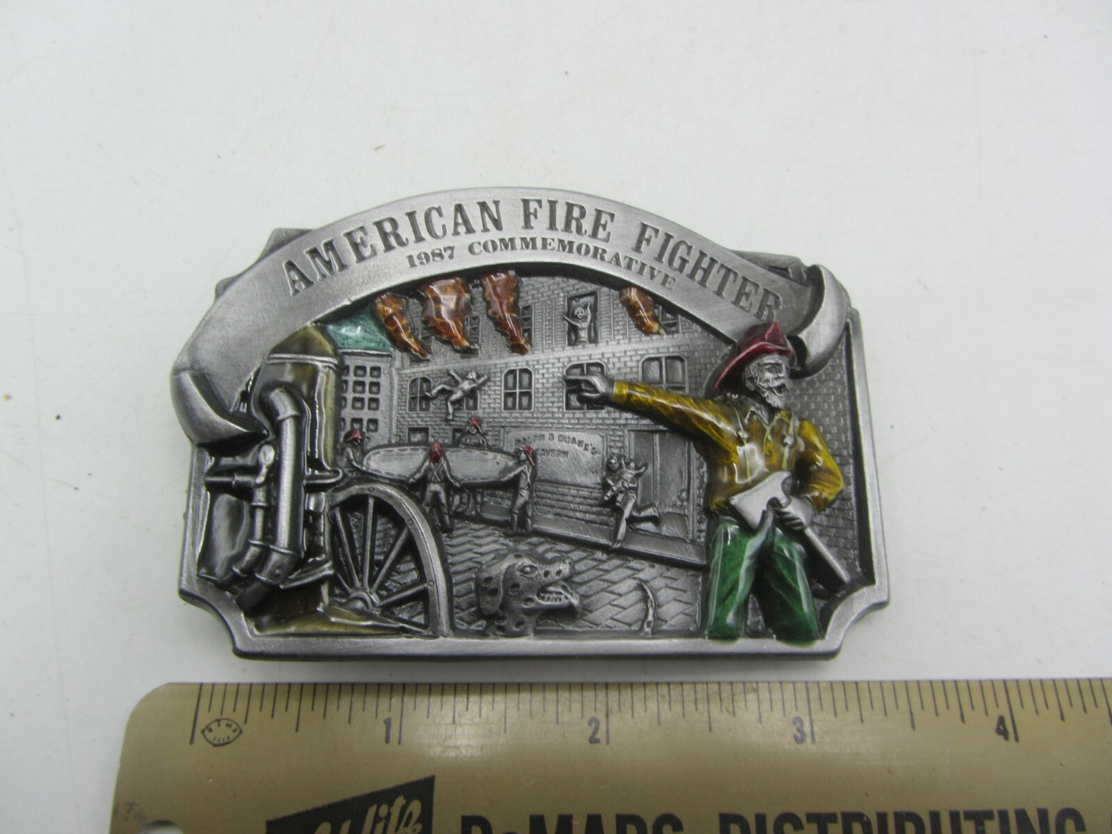 Vintage 1987 Arroyo Grande American Fire Fighter Commemorative Belt Buckle