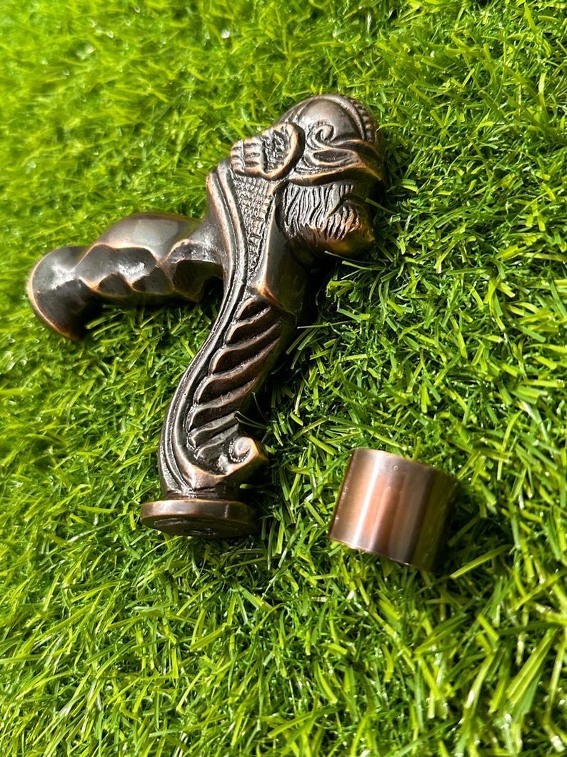 Brass Skull Head Handle For Wooden Walking Stick ( Only Handle ) For Gift