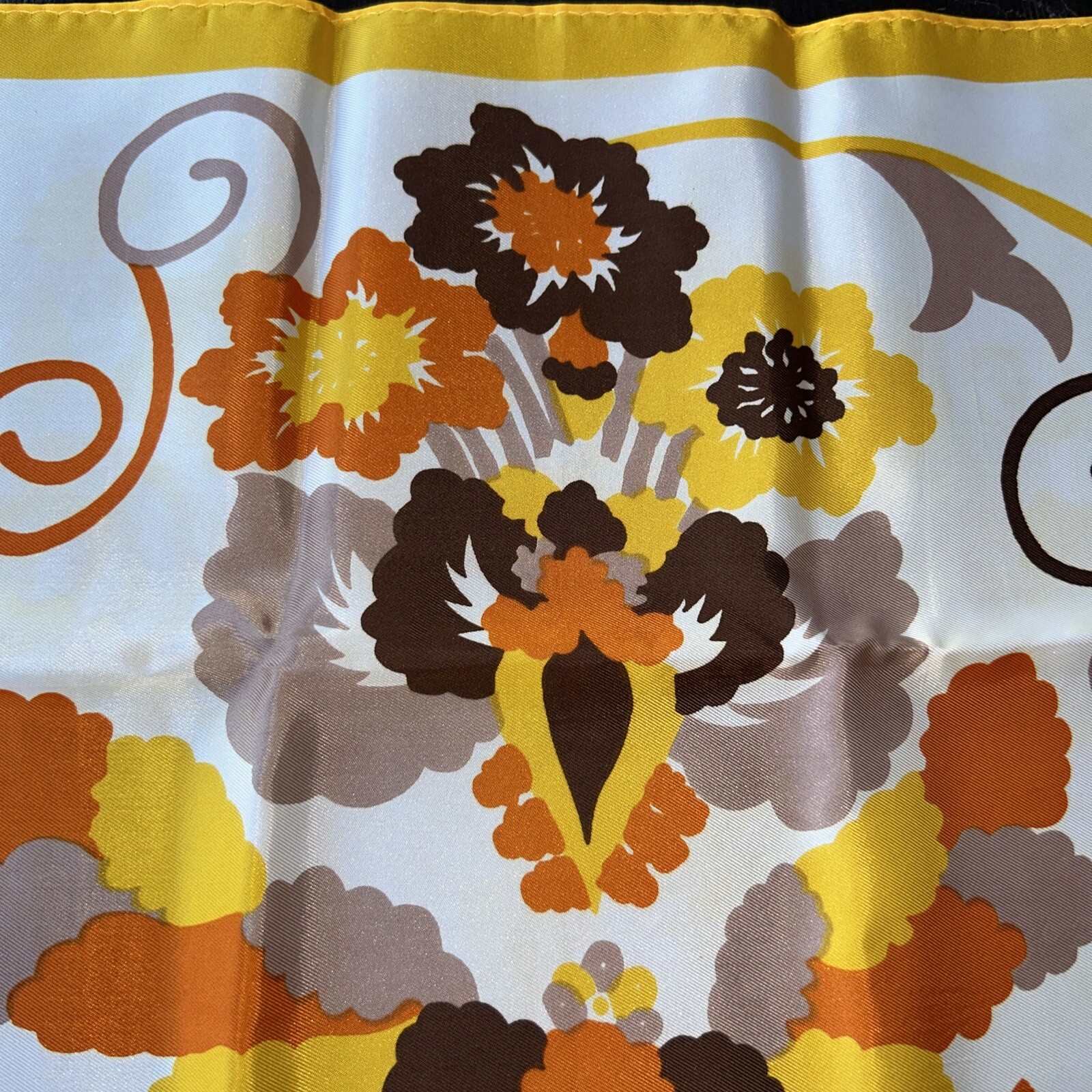 Vintage Designer Rain Scarf by Simone Acetate Hand Print Japan 26″ Fall Colors