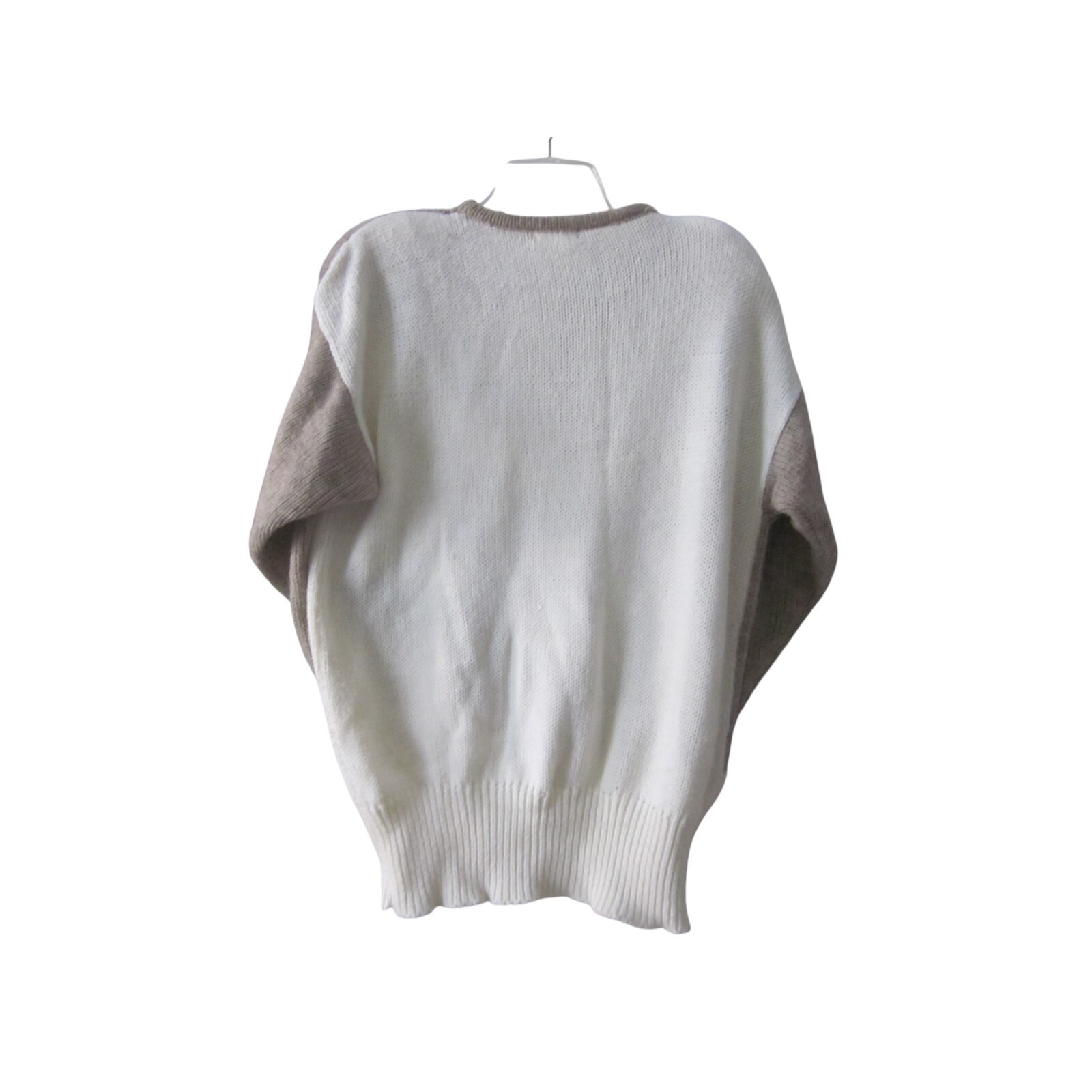 VTG ALBEE Brown & Ivory POLAR BEARS & IGLOO Applique Sweater w/ Sparkle Sz M