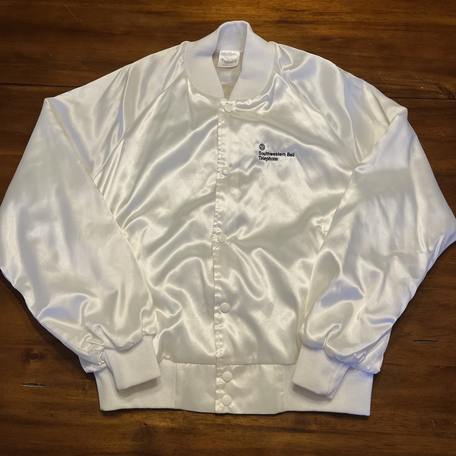 Vintage Southern Bell Telephone Made in USA Satin Employee Jacket – Size Large