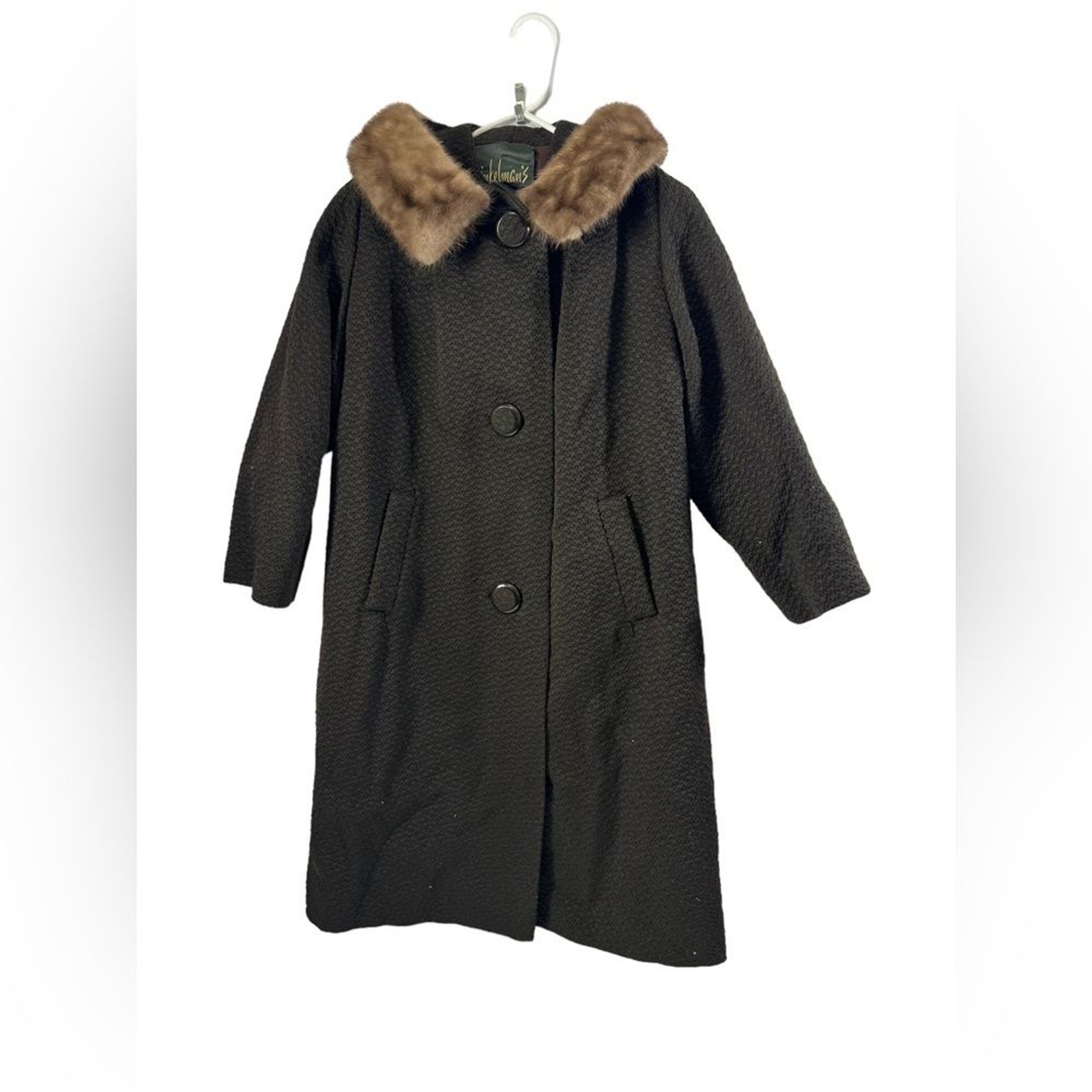 VTG Stevens Hockanum Wool Mink Collar Coat fits Small