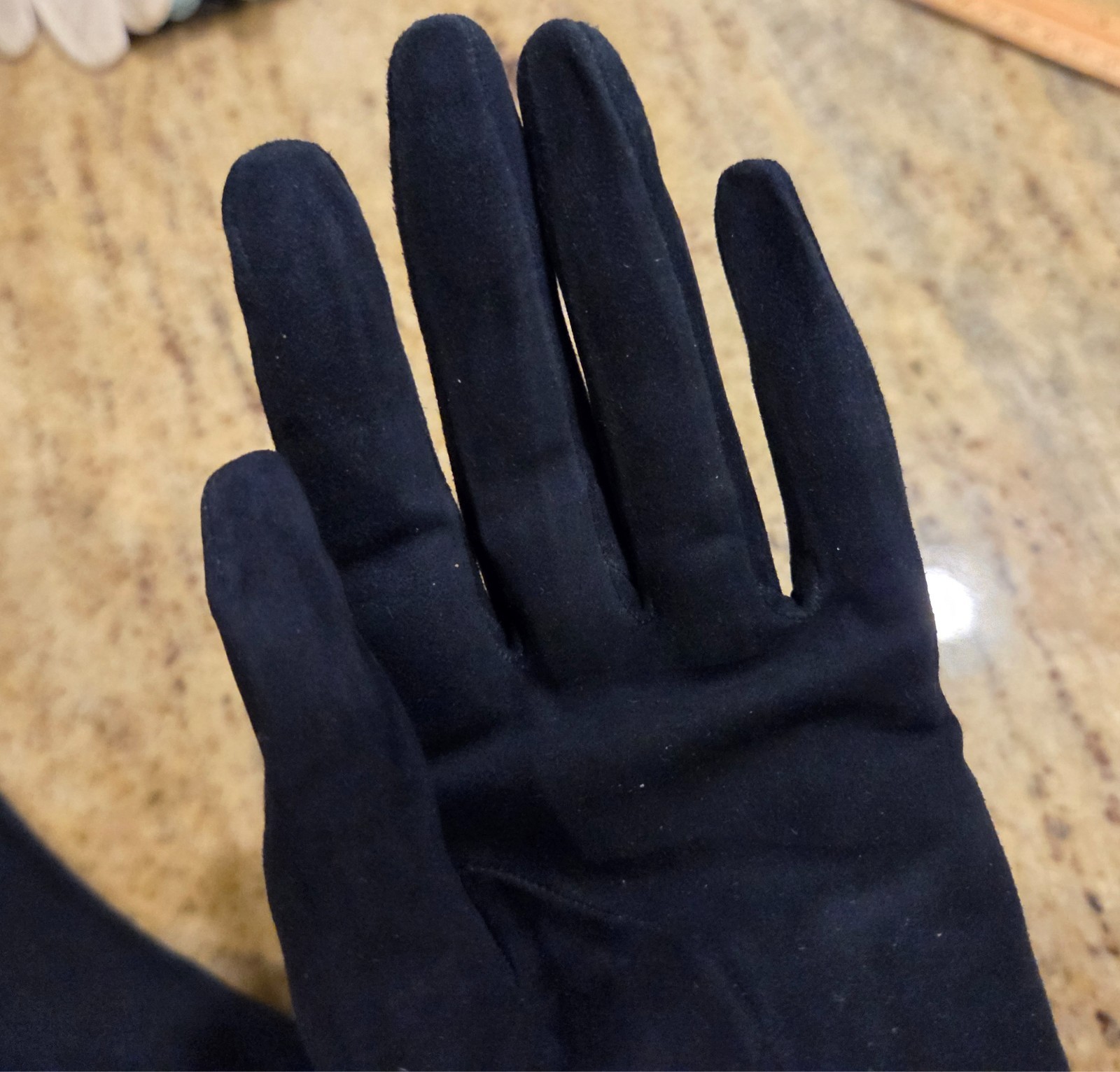 Vintage Womens Size M 7 Blue Suede Leather Formal 11″ Long Gloves