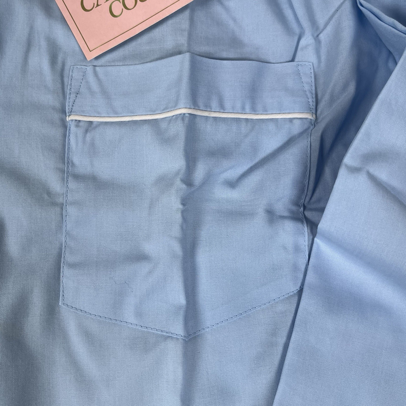 Vtg Sears Pajama Set Womens 12 Blue Notched Collar Piping New Old Stock Lounge