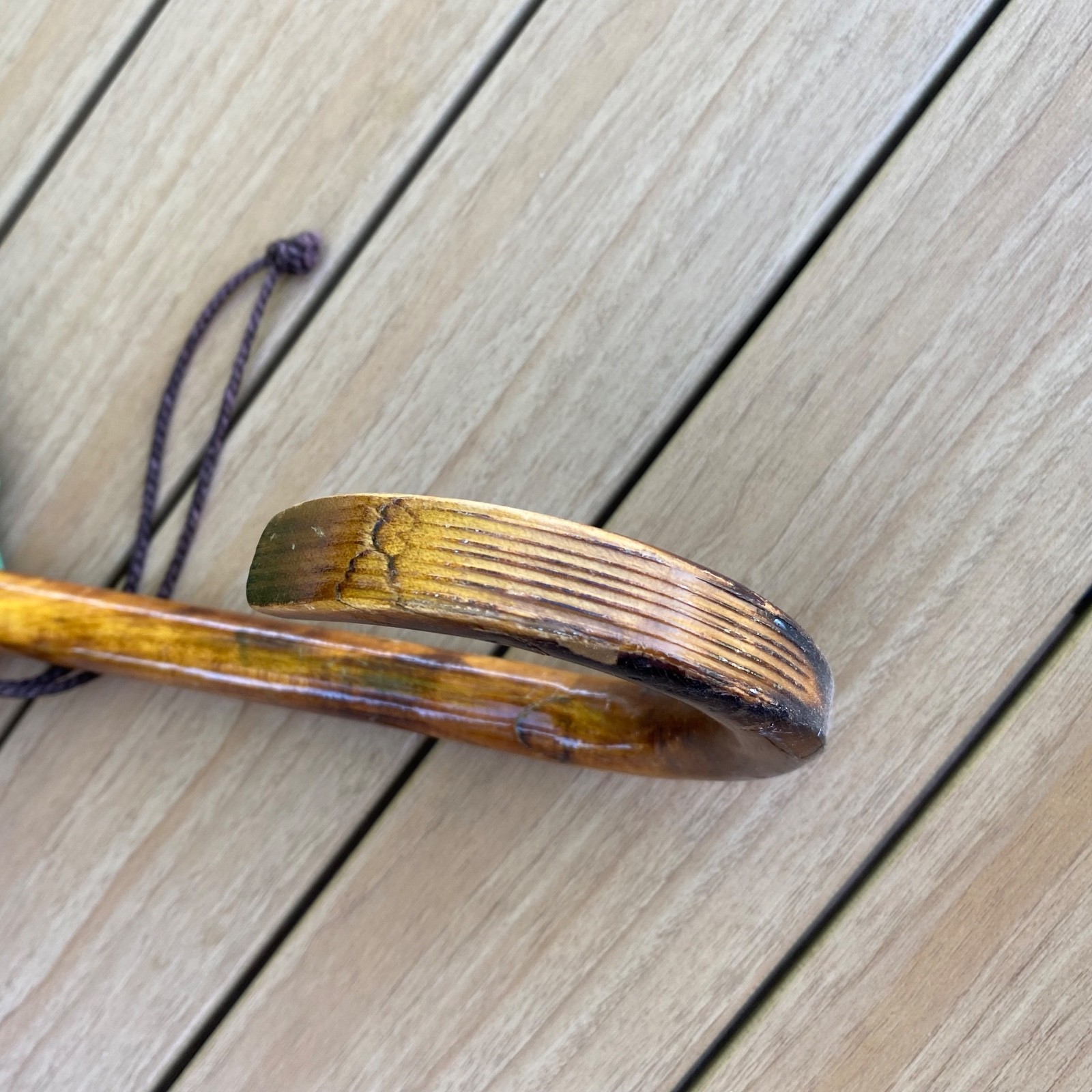 Vintage Polan Katz Green Frilly Ruffle Parasol Wood Hook Handle • Pretty!