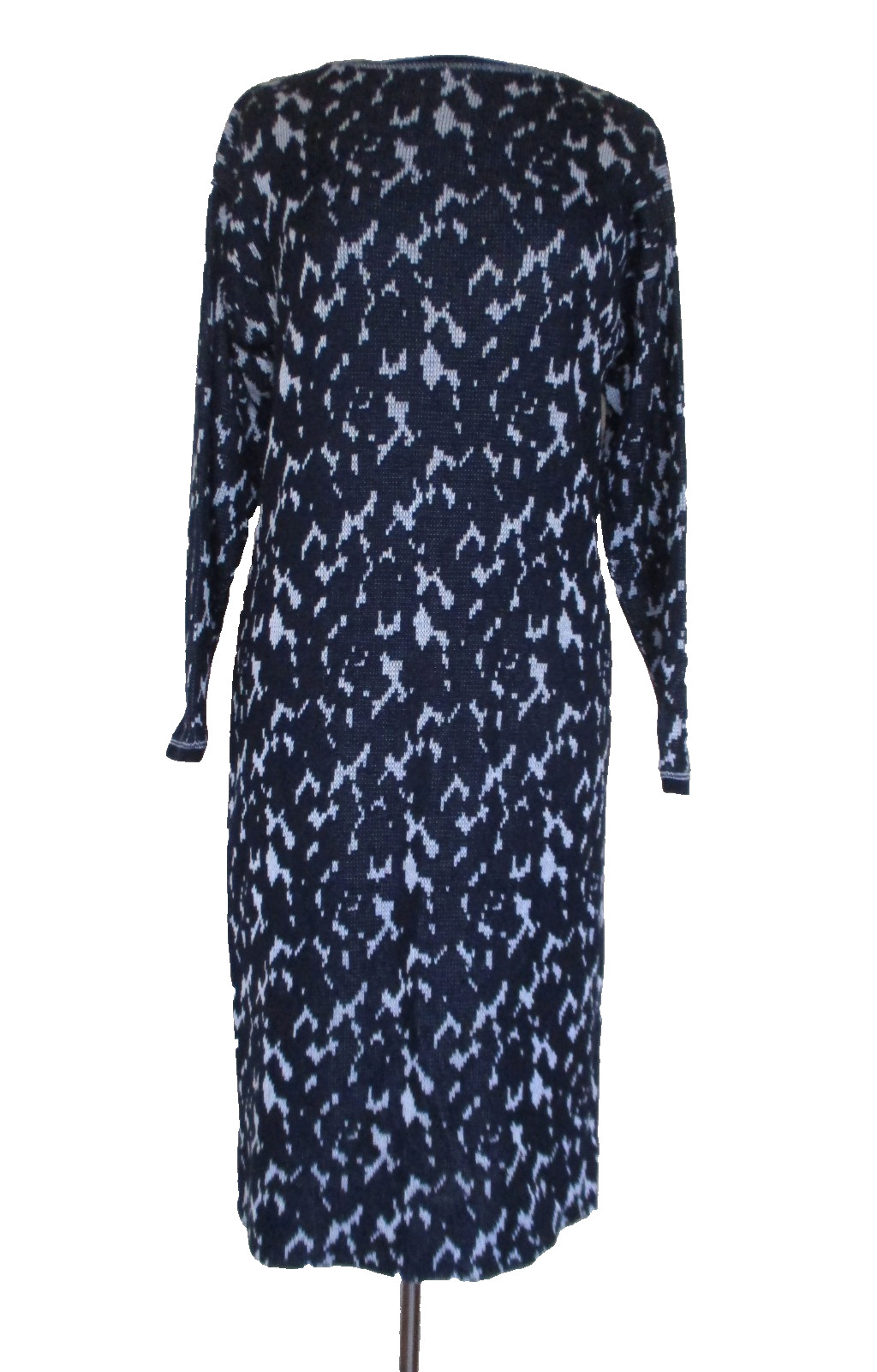VINTAGE 60s/ 70s CALEDONIA KNIT DRESS M WOMEN BLUE GRAY