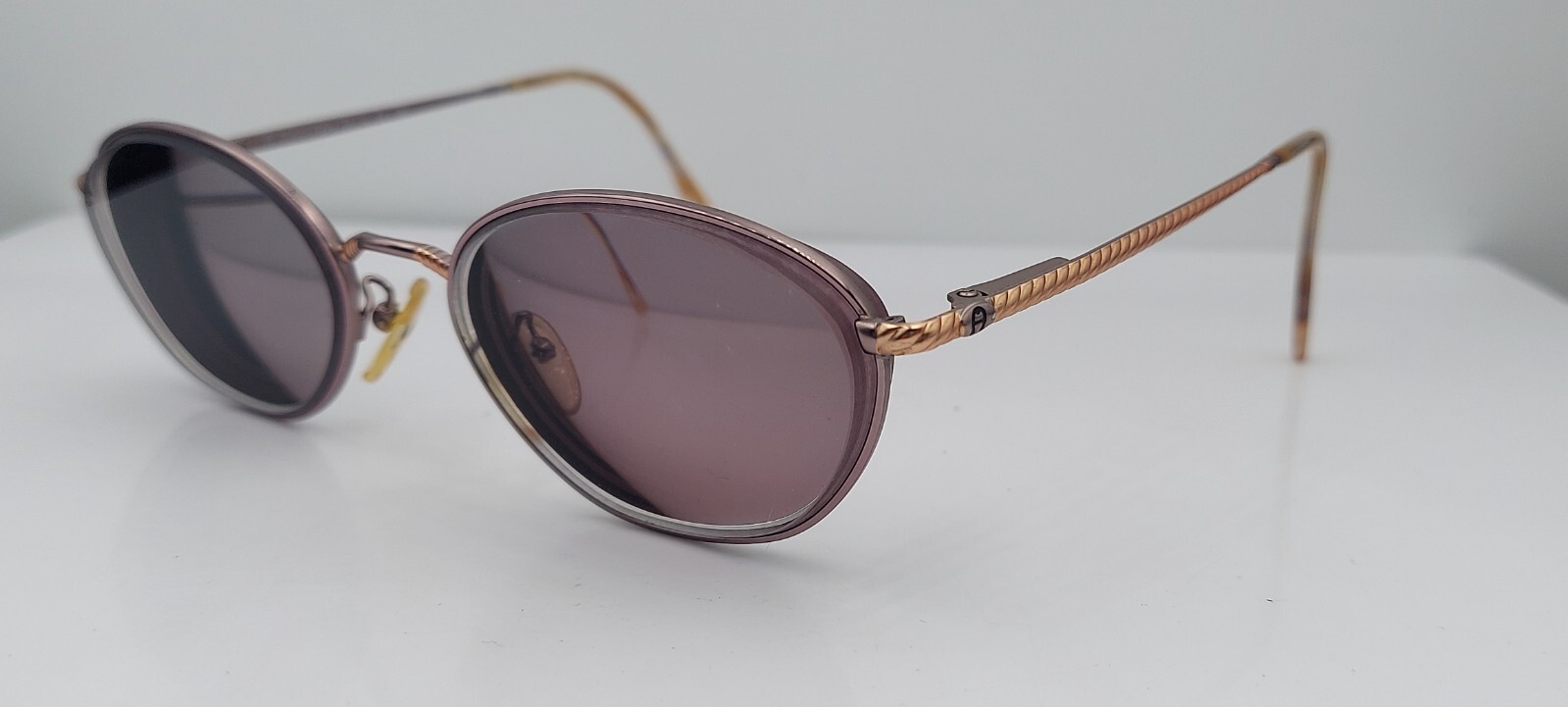 Vintage Etienne Aigner EA-12 Bronze Pink Oval Metal Sunglasses FRAMES ONLY